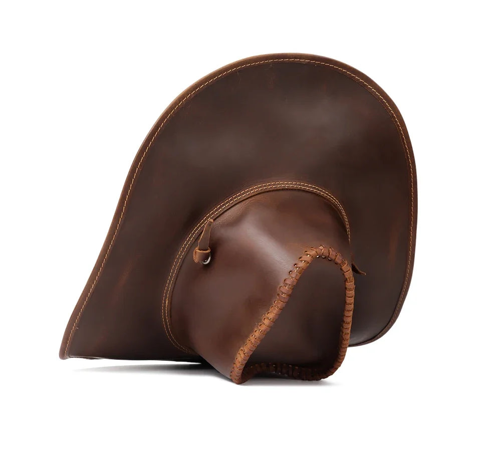 The Tombstone – Wide Brim Leather Cowboy Hat