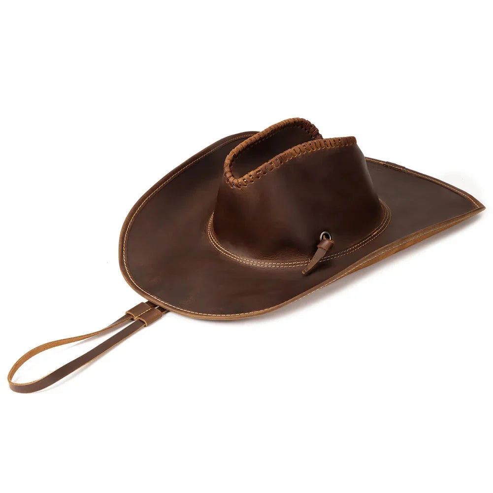 The Tombstone – Wide Brim Leather Cowboy Hat