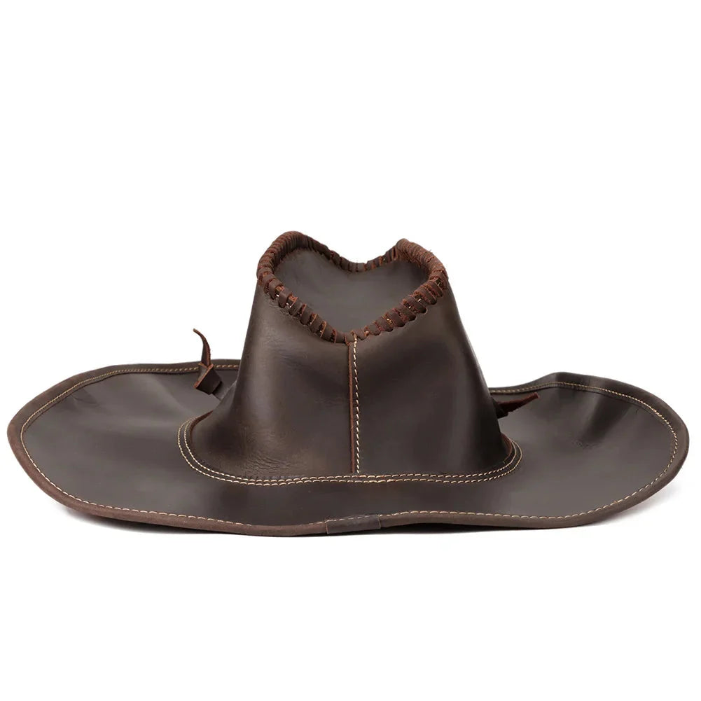 The Tombstone – Wide Brim Leather Cowboy Hat