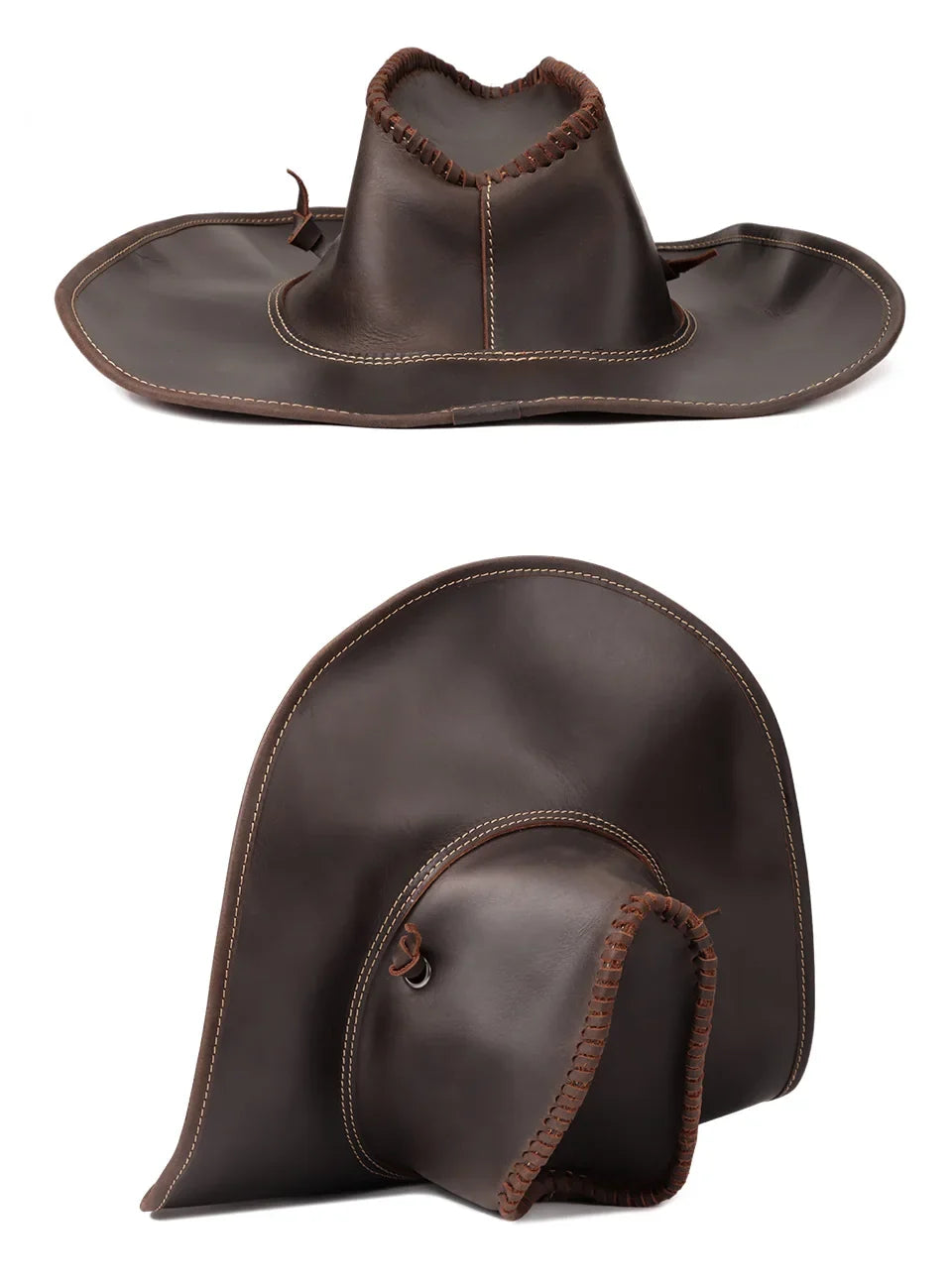 The Tombstone – Wide Brim Leather Cowboy Hat