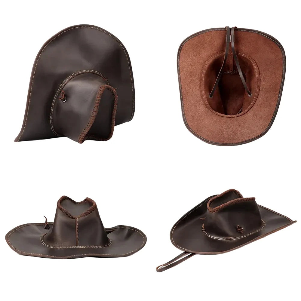 The Tombstone – Wide Brim Leather Cowboy Hat
