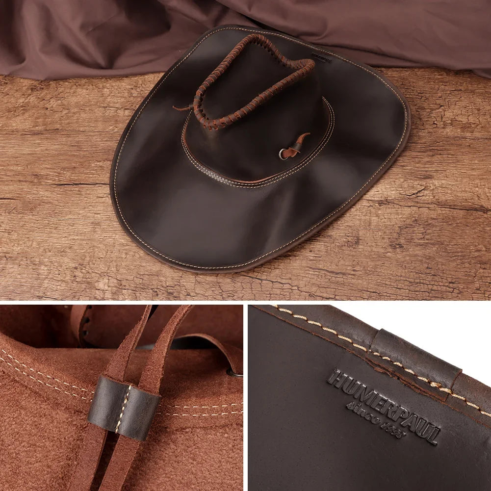 The Tombstone – Wide Brim Leather Cowboy Hat
