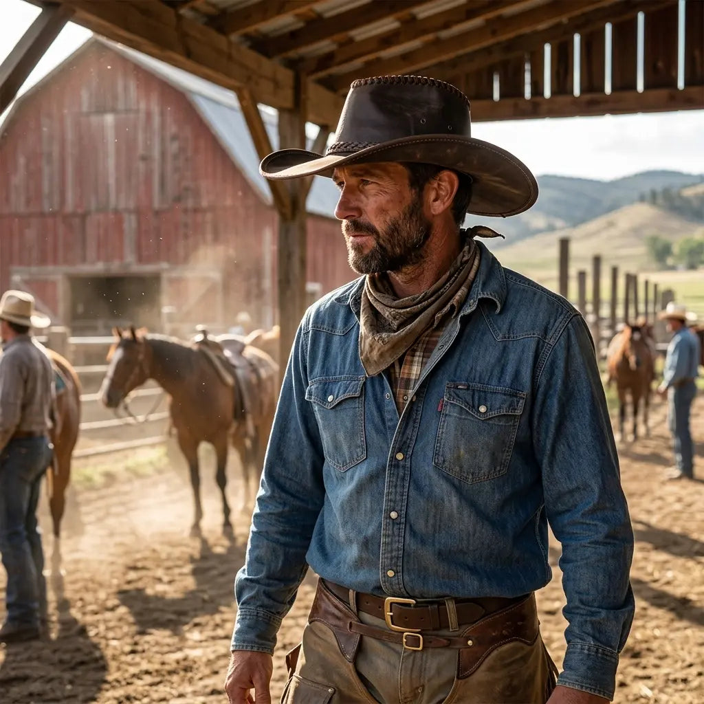The Tombstone – Wide Brim Leather Cowboy Hat