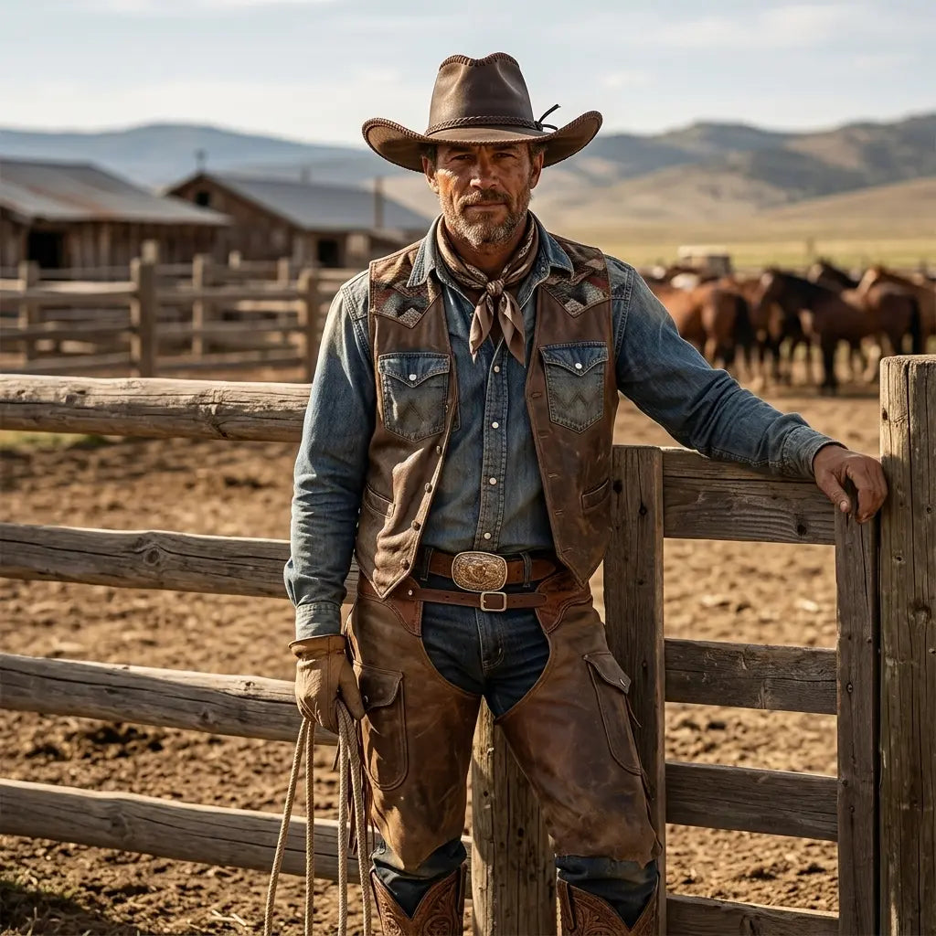 The Tombstone – Wide Brim Leather Cowboy Hat
