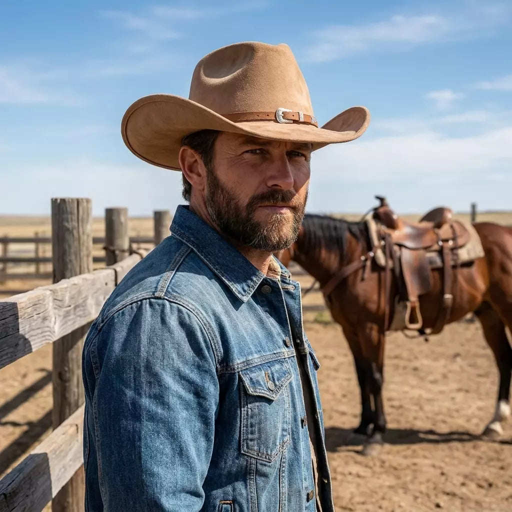The Bismarck – Tan Suede Buckle Band Cowboy Hat