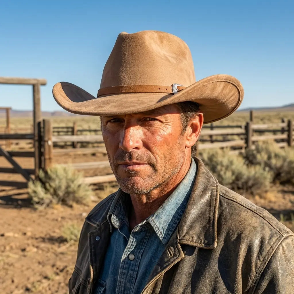 The Bismarck – Tan Suede Buckle Band Cowboy Hat