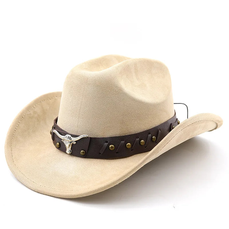 The Gunnison – Olive Suede Longhorn Cowboy Hat