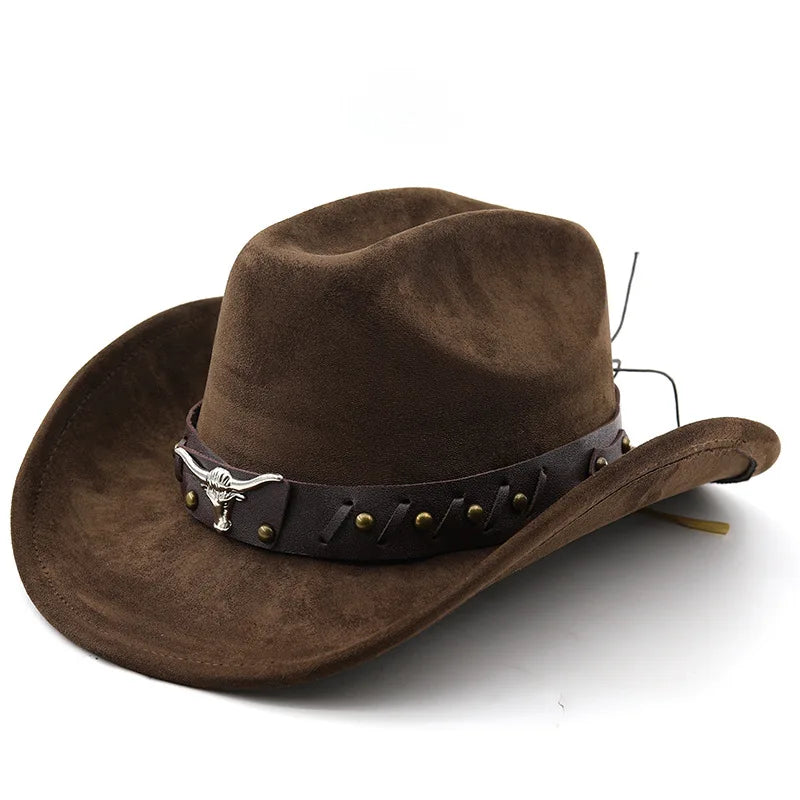 The Gunnison – Olive Suede Longhorn Cowboy Hat