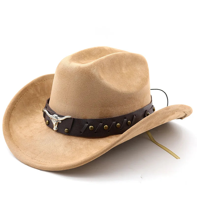 The Gunnison – Olive Suede Longhorn Cowboy Hat