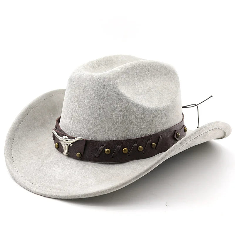 The Gunnison – Olive Suede Longhorn Cowboy Hat