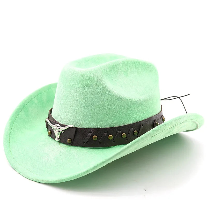 The Gunnison – Olive Suede Longhorn Cowboy Hat