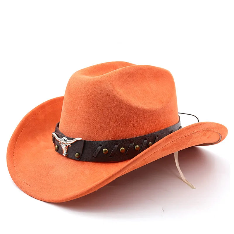 The Gunnison – Olive Suede Longhorn Cowboy Hat