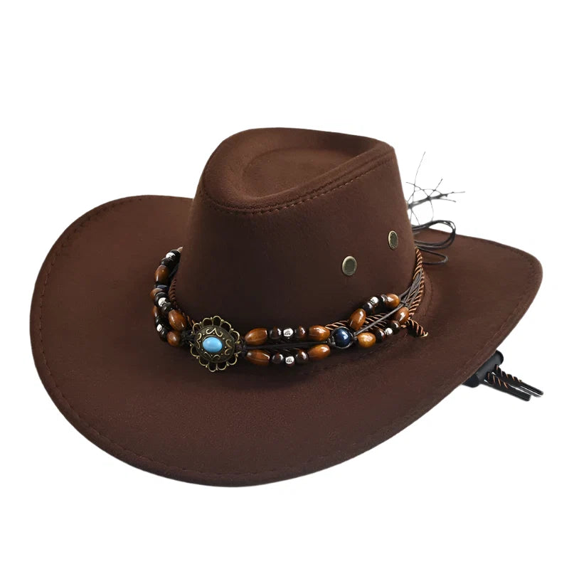 The Roswell – Beaded Band Suede Cowboy Hat
