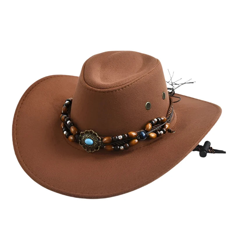The Roswell – Beaded Band Suede Cowboy Hat