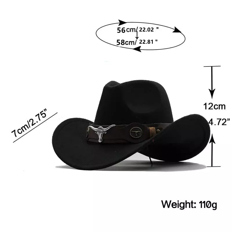 The Fort Worth – Black Wool Longhorn Cowboy Hat