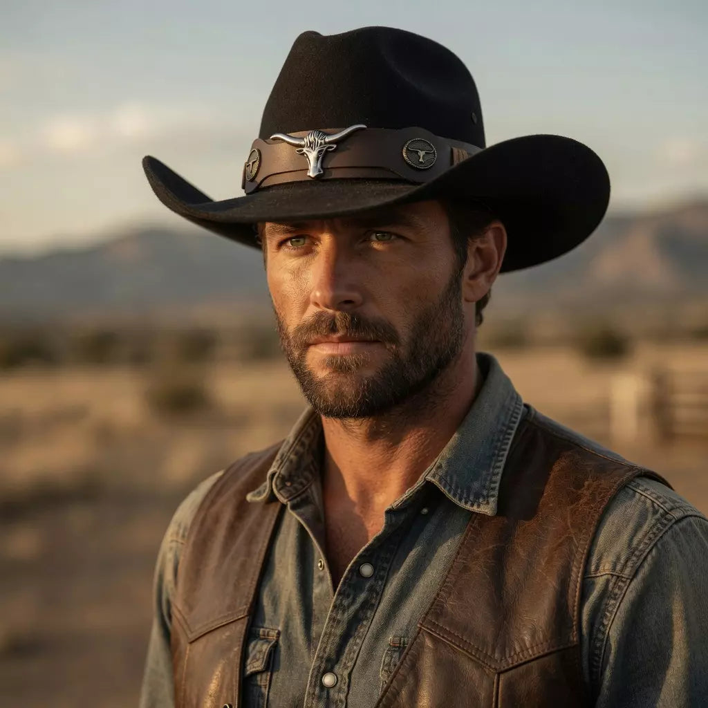 The Fort Worth – Black Wool Longhorn Cowboy Hat