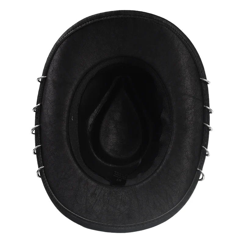 The Pecos – Bull Skull Chain Leather Cowboy Hat