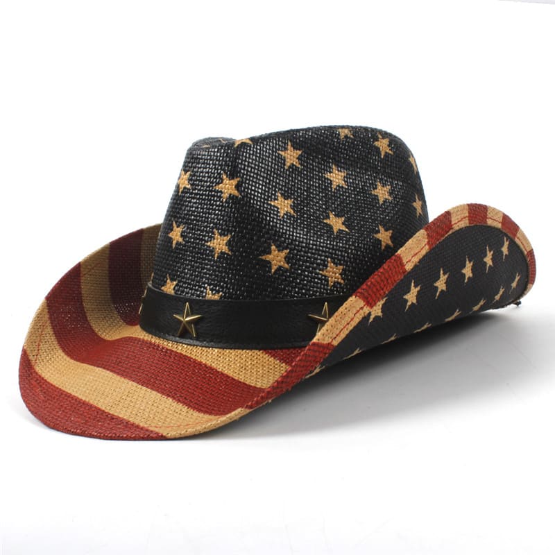 The Liberty – Vintage American Flag Straw Cowboy Hat