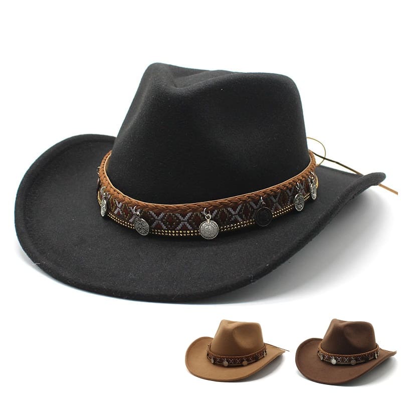 The Rawlins – Patterned Band Black Cowboy Hat